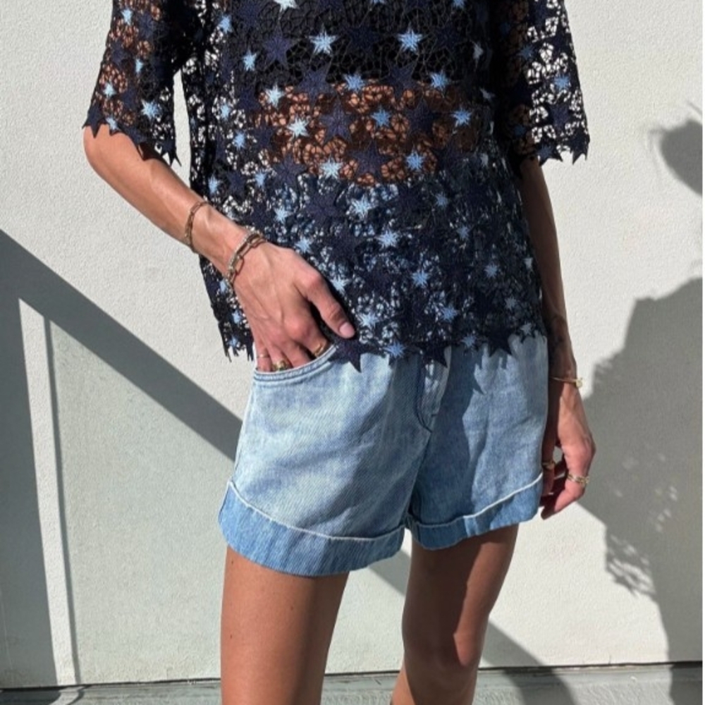 SANDRO Top Guipure Lace Stars
